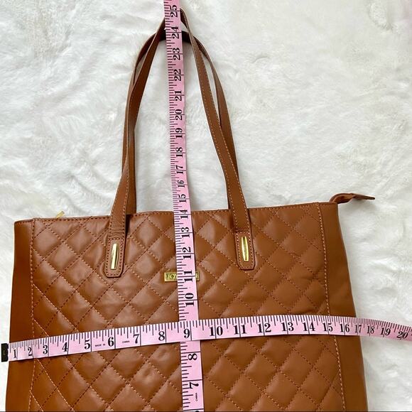 Joy & Iman Caramel Brown Leather Tote Bag - Picture 3 of 8